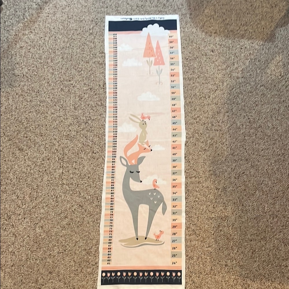 Fabric Panel Children's Growth Chart with Deer Design 2017 Dwelling 3 wishes